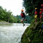 Mimi jumping off the cliff